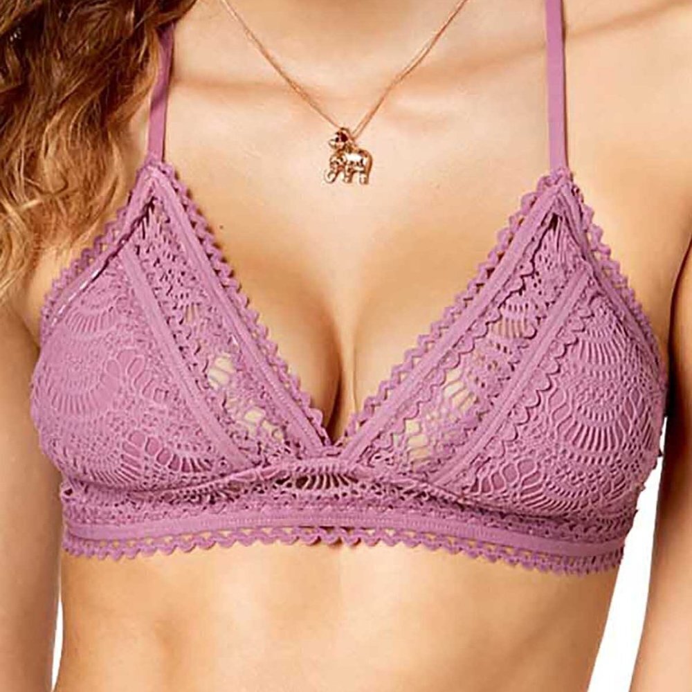 Becca Virtue Colorplay Crochet‎ Bikini Top Mauve Small